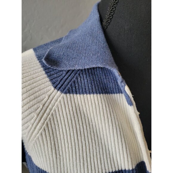 Marsh Landing By Amanda Smith Collared Long Sleeve Striped Sweater Size M Preppy - Picture 4 of 10